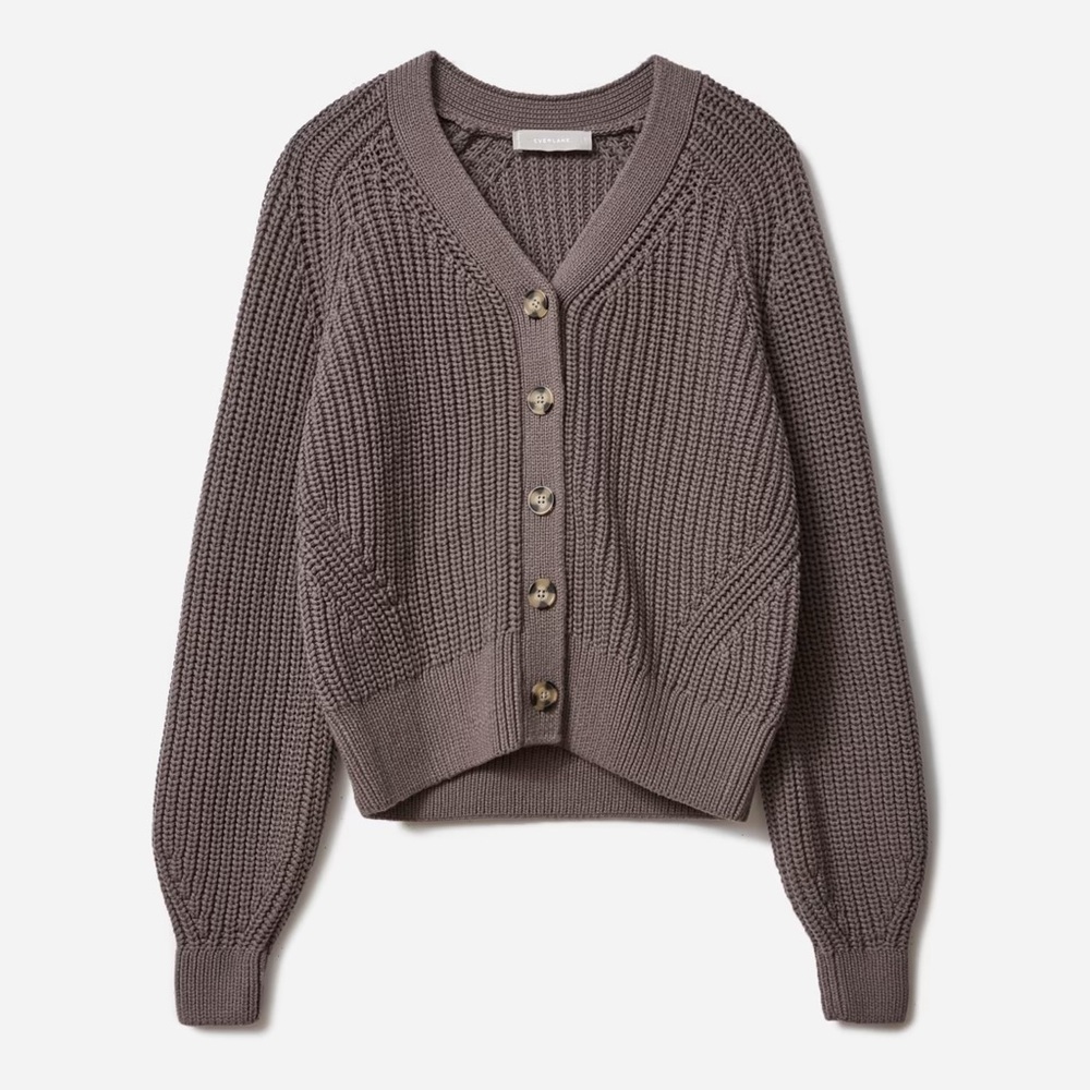 SOLD Everlane Texture Cotton Cardigan in Plum Grey